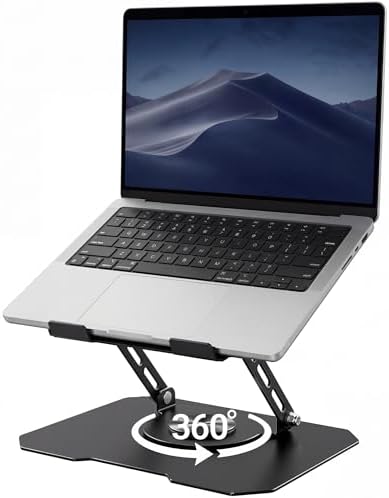 Laptop Stand for Desk, 360 Rotating Computer Riser with Adjustment Wrench, Ergonomic Laptop Riser for Collaborative, Work Foldable & Heavy Duty Tablet Stand Fit 10-15.6” Laptops