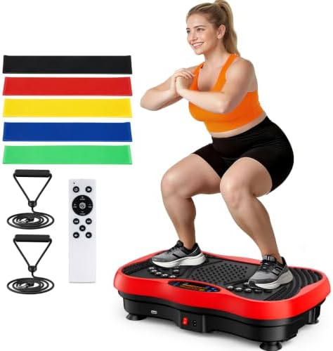 Vibration Plate Exercise Machine, 130 Levels Full Body Workout Vibrating Plate for Lymphatic Drainage Weight Loss, 450 Lbs Capacity Shake Platform with Bluetooth for Women Men