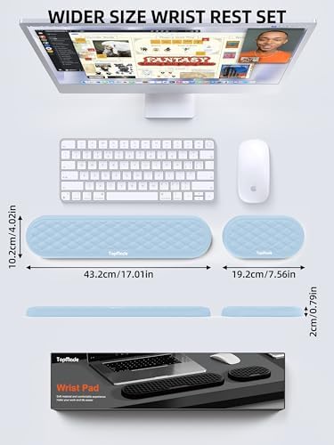 Ergonomic Wrist Rest, Full-Size Keyboard & Mouse Wrist Support Pad, Blue