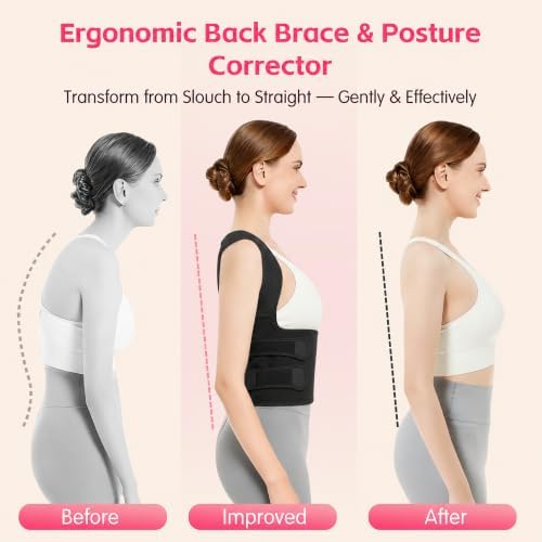 Posture Corrector for Women & Men, Adjustable Full Back Brace Support