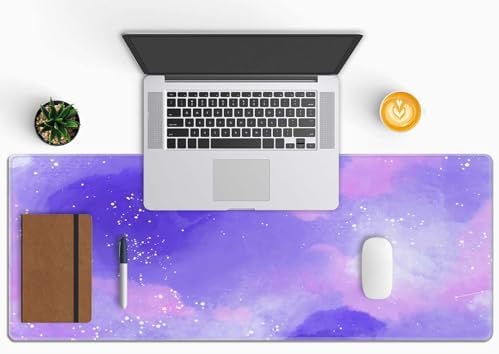 Large Gaming Mouse Pad with Stitched Edges, Cute Stellar in Watercolor Desk Mat, Extended XL Keyboard Pad, Non-Slip Rubber Base Desk Pad for Keyboard and Mouse, 31.5X11.8 inch
