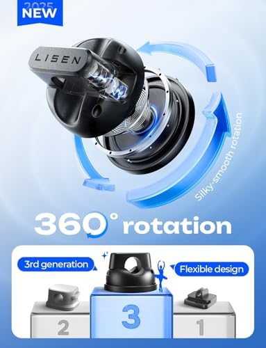 6-Pack 360°Rotating Cord Holder for Nightstand, LISEN Magnetic Clips