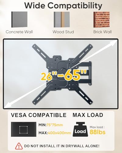 FORGING MOUNT Full Motion TV Wall Mount for 26-65 inch TVs up to 88 lbs