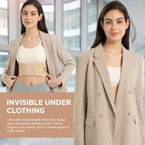 Vicorrect Adjustable Posture Corrector for Women: Invisible Under Clothes - Comfortable Back Support Bra for Upper Back Neck Shoulder Pain Relief - Ideal for Sitting Exercise Daily Wear (Beige Small)