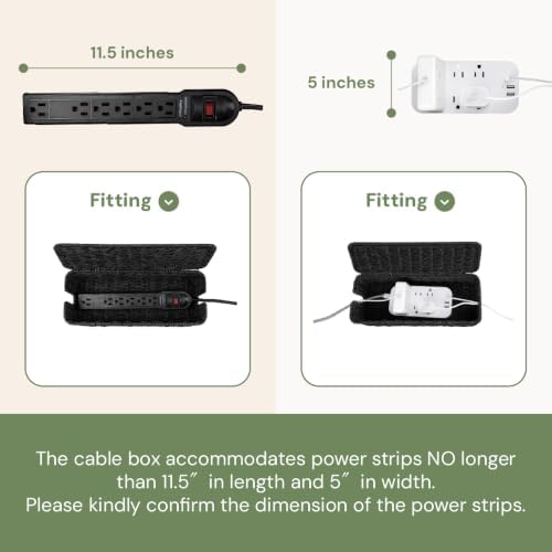 Cable Management Box, Handmade Rattan Cord Organizer for Power Strip