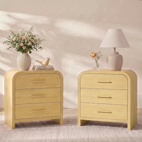 Night Stand Set of 2, 3-Drawer