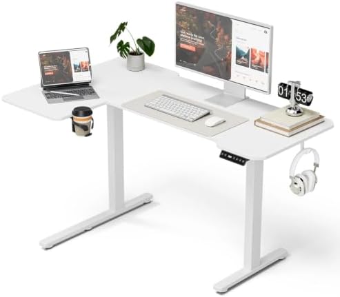 Acrolix L Shaped Electric Standing Desk,43x31.5 Reversible,White