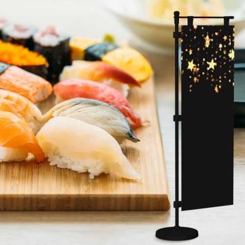 black gold stars Deluxe Desk Flag Set, 12 x 4 Inch Miniature Table Flag with 14" Pole & Stand Base