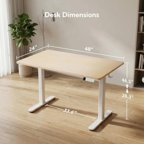 Claiks Electric Standing Desk, 48x24 Inch, Nature