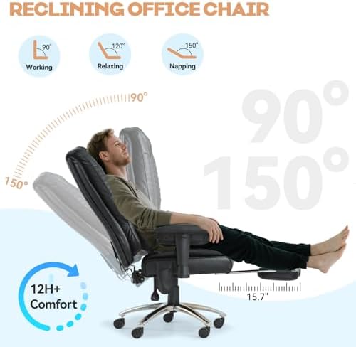 Vibrate Massage Heated Executive Office Chair for Home Office, Black