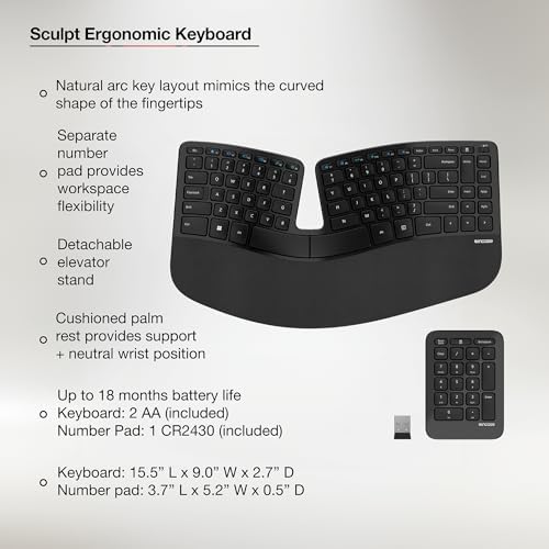 Incase Sculpt Ergonomic Keyboard, Split Layout, Palm Rest, Black