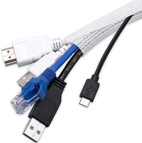 AGPTEK Cable Sleeve, 10ft - 4/5 inch Cable Management Cord Hider, White