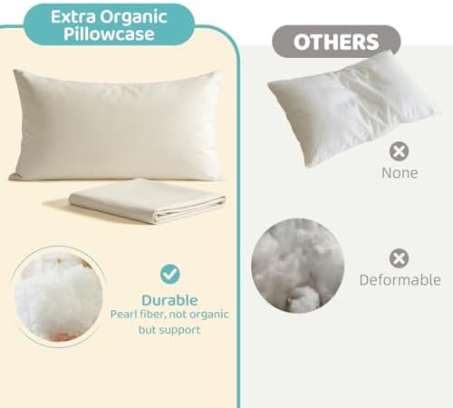Adjustable Organic Pillow 20x36 with Organic Cotton Pillowcase &Shell