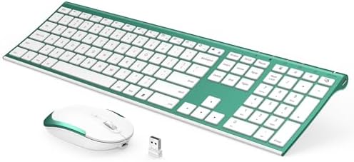 Vssoplor Wireless Keyboard and Mouse, Rechargeable Ultra Slim, Green