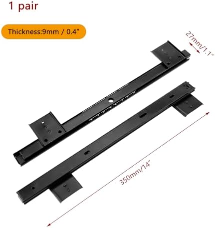 KUMGROT Under Desk Keyboard Tray Slides, 14 In Computer Drawer Tray, Black