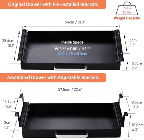 Under Desk Drawer Organizer 21", Large Desk Pencil Storage Drawer