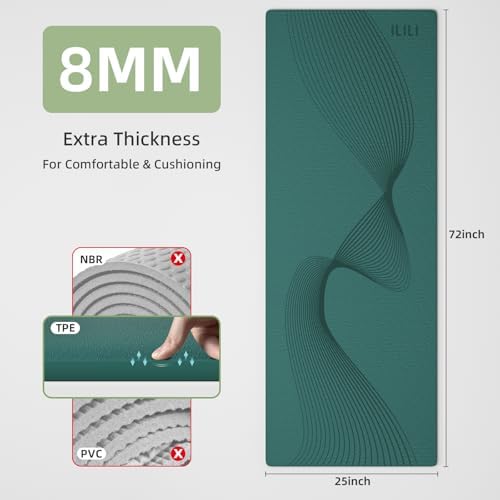 ILILI Exercise Mat 72''x25''×0.3''(8MM)