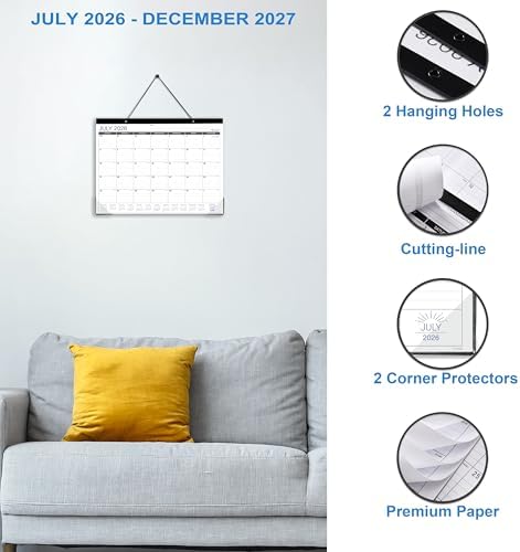 2027 Desk Calendar - Desk/Wall Calendar, Jul 2026 - Dec 2027, 14.6" x 11.5"