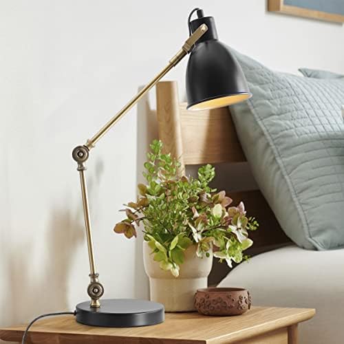 JONATHAN Y Barnes 24" Metal Adjustable Desk Task Lamp, Black/Brass Gold