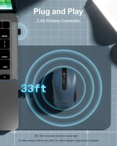 wegear USB Wireless Mouse for Laptop PC Mac, 2.4GHz Cordless Mouse-Blue