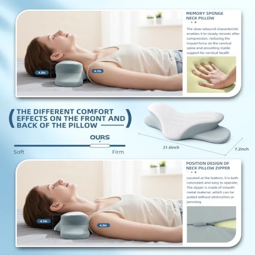 Butterfly Cervical Neck Pillow for Sleeping, Ergonomic Memory Foam Pillow