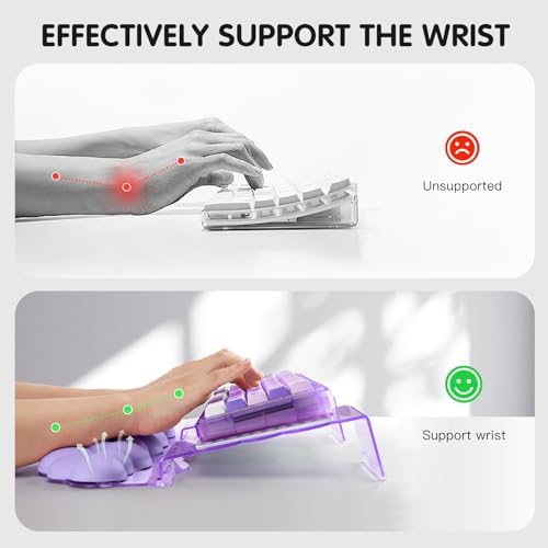 Purple Acrylic Keyboard Stand with Wrist Rest，Detachable/Adjustable Width