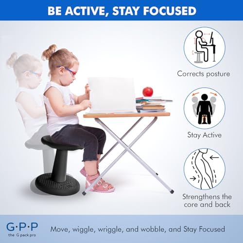 Gpack-pro Kids Wobble Stools, 2-Pack, 15.3-Inch Active Seating, Black