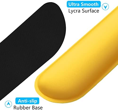 Dapesuom Enlarge Keyboard Wrist Rest, Memory Foam Wrist Cushion for Desk Mats Support, Cute Typing Pain Relief Keyboard Mouse Pad Rests Set with Non-Slip Base for Gaming Laptop Office, Apricot Yellow