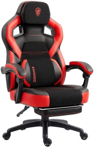 Dowinx Big and Tall Gaming Chair with Footrest, Red Black