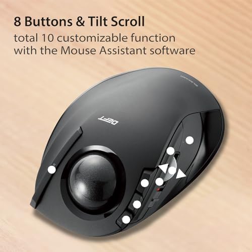 ELECOM Deft Trackball Mouse Wireless, Ergonomic M-DT2DRBK