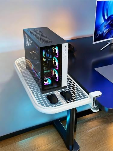 Desk Extender Tray, 23.6" x 9.8" Clamp On Desk Shelf Metal Desk Extension