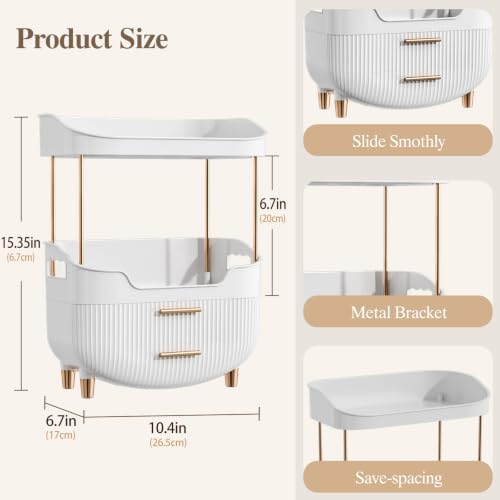 caktraie 4-Tier Makeup Organizer Bathroom Countertop Storage White