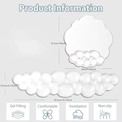 Cloud Wrist Rest for Keyboard and Mouse Set - Cooling Erogonomic Mouse Pad