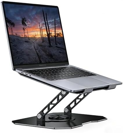 360° Rotating Laptop Stand for Desk, Heavy Duty Solid Steel Ergonomic Laptop Riser, Foldable Portable Computer Holder, Stable Adjustable Stand Compatible with MacBook Air/Pro 10-16 Inch Laptops