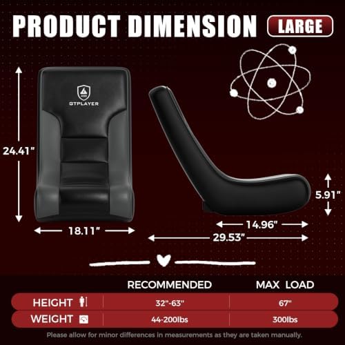 GTPLAYER Floor Rocking Gaming Chair – Floor Rolling Game Chairs with Angle Limiter, Gamer Rocker Floor Seat, Compact & Lightweight, Black(Large)