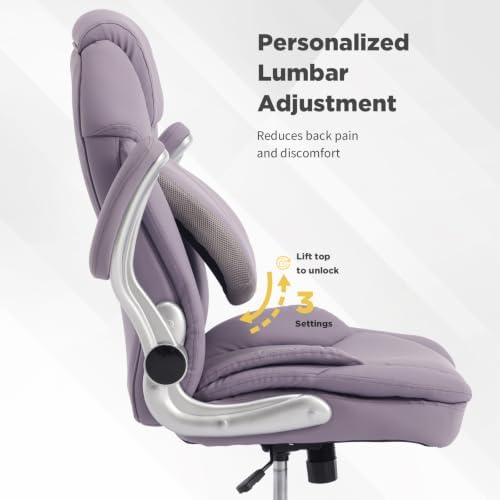 500lbs Criss Cross Wide Office Desk Chair with Back Support Purple
