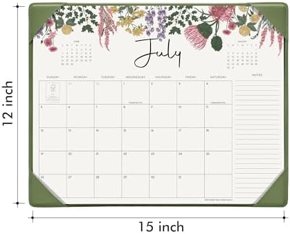 Cabbrix Desk Calendar 2026 with Desktop Mat, Desk Pad Calendar 15"x 12" From July 2026 to December 2027, Desk Calendar for Home Office and School, Easy Planning, Green