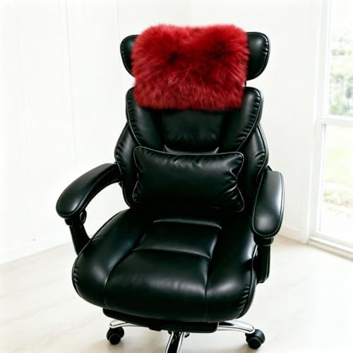 Car Headrest Pillow Plush Protector Neck Rest Pillows, Red