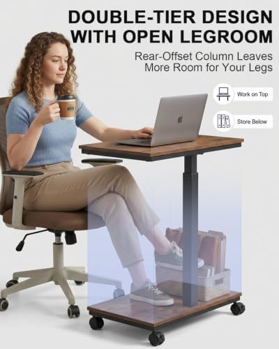 Moricher Rolling Desk Adjustable Height, Small Standing Desk with Wheels