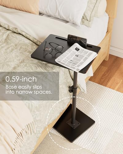 Masupu Sofa Arm Tray Table - 360° Swivel Height Adjustable End Table, Small Snack Side Table for Couch, C Shaped Table for Bed, Chair or TV Tray Table(Black)