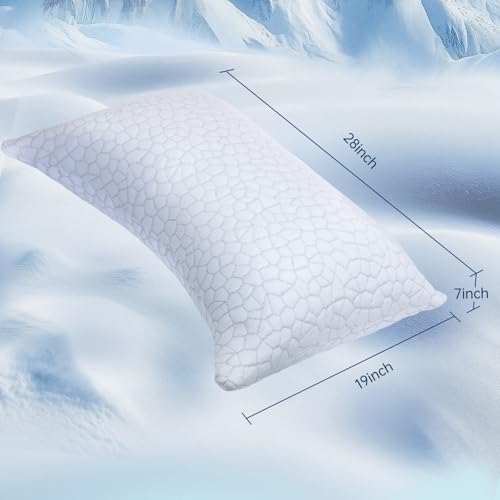 Side Sleeper Pillows for Adults 2 Pack, Cervical Pillow for Side Sleepers, Cooling Pillow with Ergonomic Design, Adjustable Crescent Shredded Memory Foam Pillows for Neck and Shoulder Pain Relief