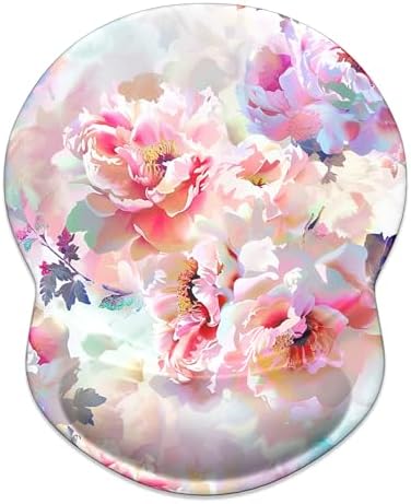 ITNRSIIET Ergonomic Mouse Pad with Gel Wrist Support Small Wrist Rest Smooth Surface Non-Slip PU Base Comfortable Office Supplies Pain Relief, 8.7 x 7.2 inches, Beautiful Flowers