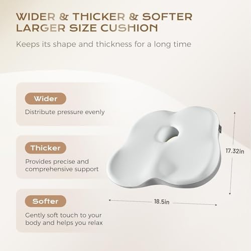 Coverado Seat Cushion for Car Truck Driver, Ergonomic Memory Foam Chair Cushions for Sciatica & Tailbone Pain Relief Cushion Butt Cushion for Long Sitting, Driver Office Seat Cushion Gray&Light Gray