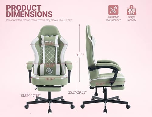 Mistpeople Gaming Chair, Ergonomic High Back Computer Chair with Footrest, Lumbar Support & Pocket Spring Cushion, Comfortable Swivel Home Office Desk Chair for Adults
