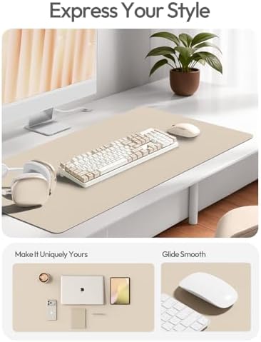 YSAGi Leather Desk Pad Protector, Office Desk Mat, Large Mouse Pad, Non-Slip PU Leather Desk Blotter, Laptop Desk Pad, Waterproof Desk Writing Pad for Office and Home (Eggshell, 55" x 24")