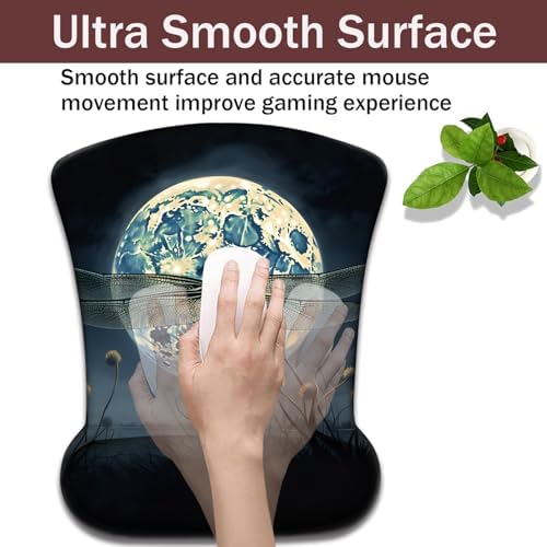 Keyboard Wrist Rest and Mouse Pad Wrist Support with Lace-Shaped Coaster Set, Ergonomic Gel Memory Foam and Anti-Slip Base, Easy Typing and Pain Relief - Dragonfly Moon