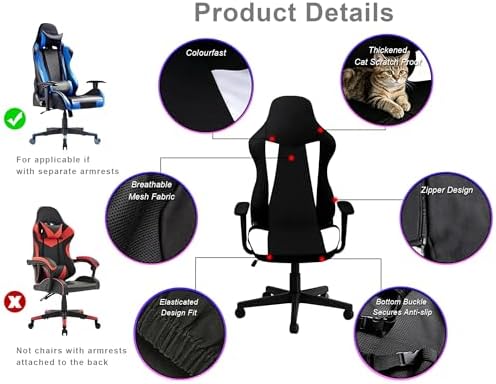 Gaming Chair Covers Only,Stretchable Fit Thick Breathable Mesh