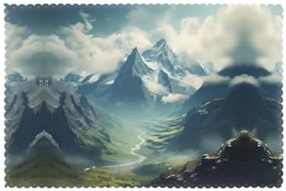 The Stretching Alps Prints High-Grade Placemats 12x18in - 6-Pack Durable Polyester Table Layers for Dining, Hotel, and Party Decor