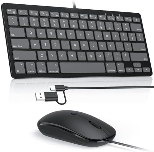 OMOTON Wired Keyboard and Mouse Combo for Mac(MacOS 11.3+),Easy Plug & Play