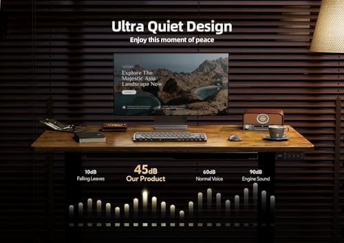 Claiks Electric Standing Desk with Drawers, 48 x 24 Inches Rustic Brown